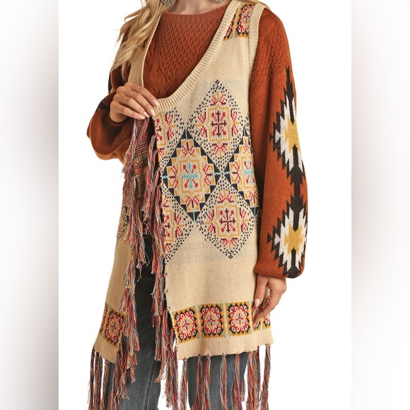Panhandle Sweaters - NWT Women’s Large Panhandle Floral Jacquard Sweater Vest